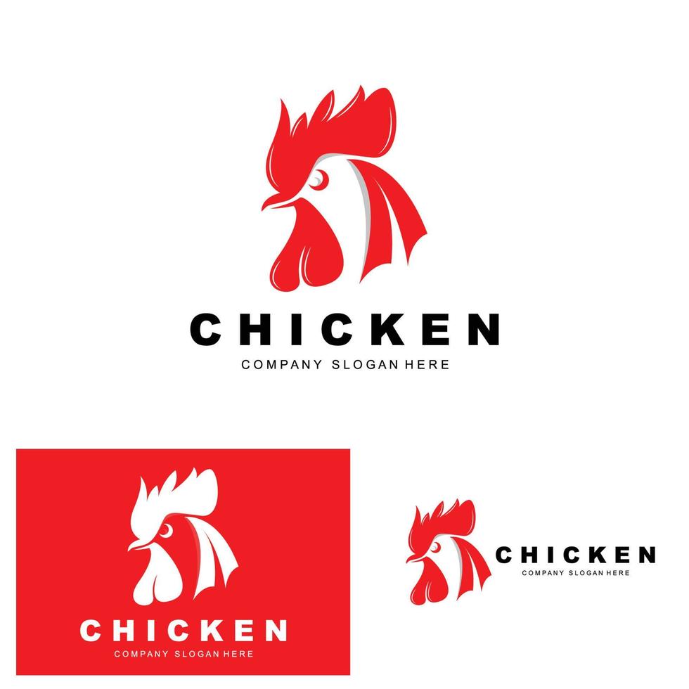 logo de poulet, vecteur d'animaux de ferme, conception pour élevage de poulets, restaurant de poulet frit, café