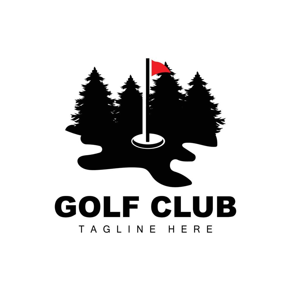 icône vectorielle logo balle de golf, bâton et golf. jeux de plein air, illustration de concept rétro vecteur