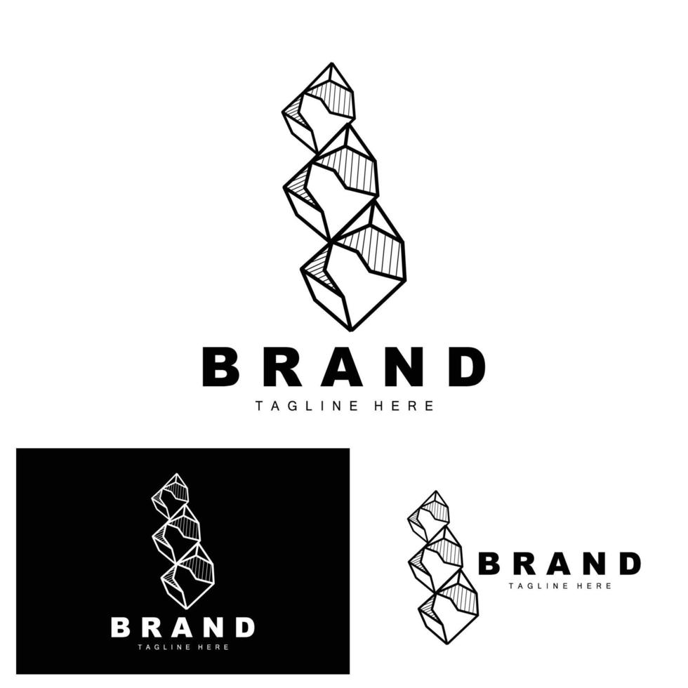 logo en pierre, conception de pierres précieuses, diamant, cristal, simple et élégant, vecteur de marque de produit, icône en pierre naturelle