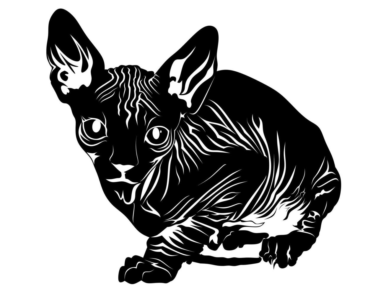 chat vecteur silhouette noir et blanc