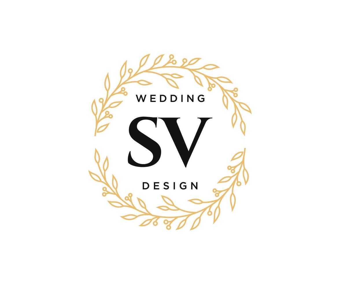 sv initiales lettre mariage monogramme logos collection, modèles minimalistes et floraux modernes dessinés à la main pour cartes d'invitation, réservez la date, identité élégante pour restaurant, boutique, café en image vectorielle vecteur