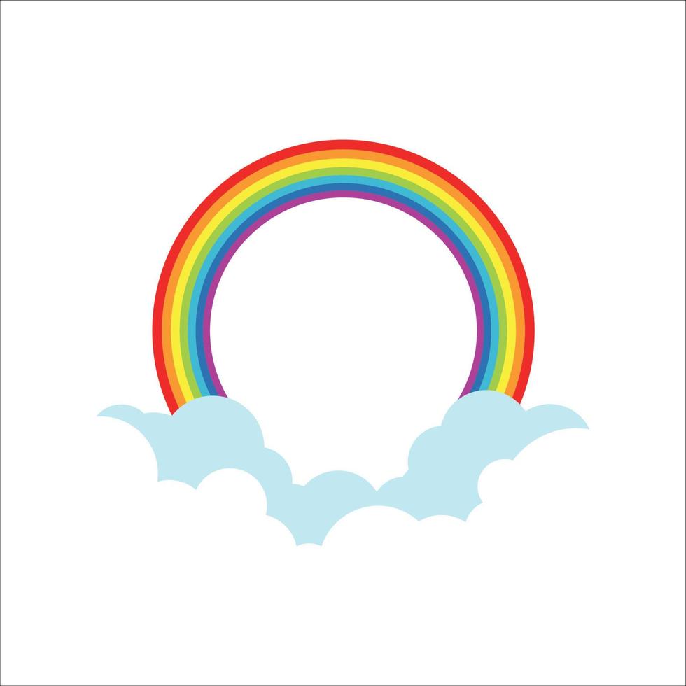 arc-en-ciel avec illustration isolée colorée de nuages vecteur