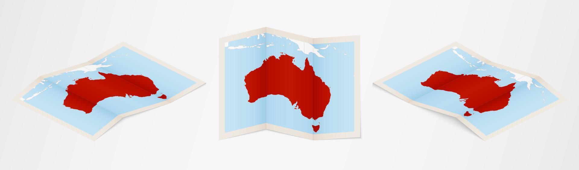 carte pliée de l'australie en trois versions différentes. vecteur