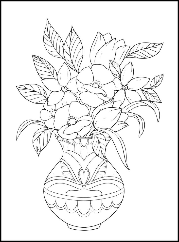 fleurs pages de livre de coloriage pour adultes vecteur