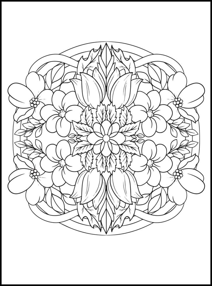 fleurs pages de livre de coloriage pour adultes vecteur