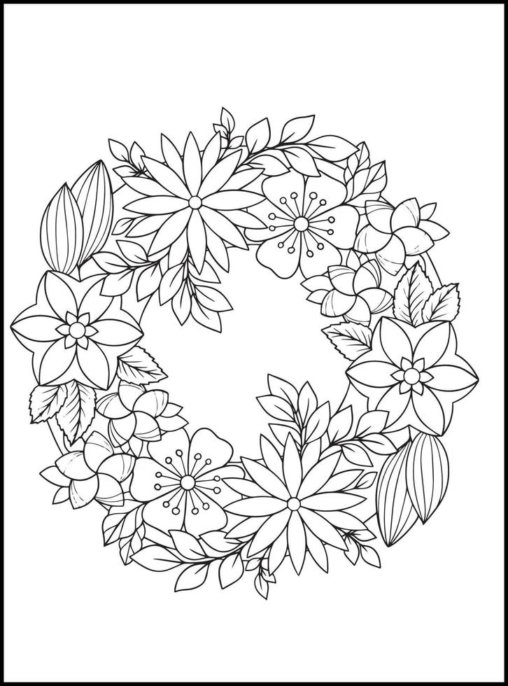 fleurs pages de livre de coloriage pour adultes vecteur