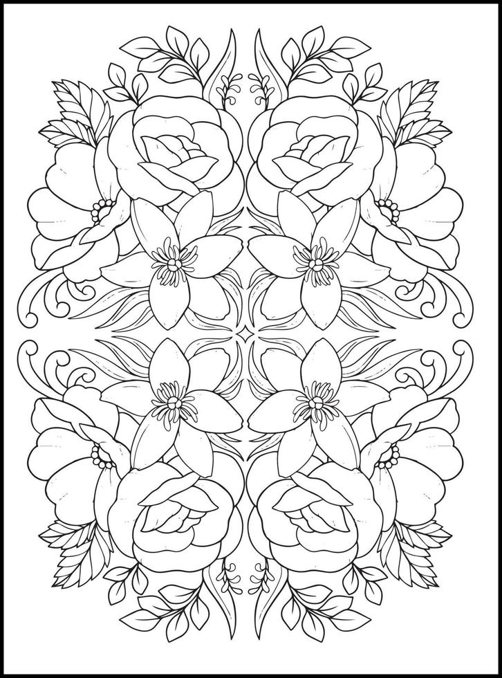 fleurs pages de livre de coloriage pour adultes vecteur