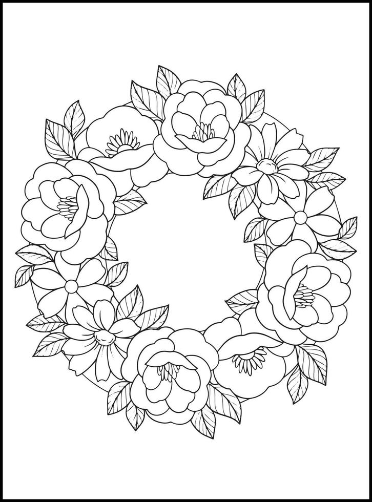 fleurs pages de livre de coloriage pour adultes vecteur