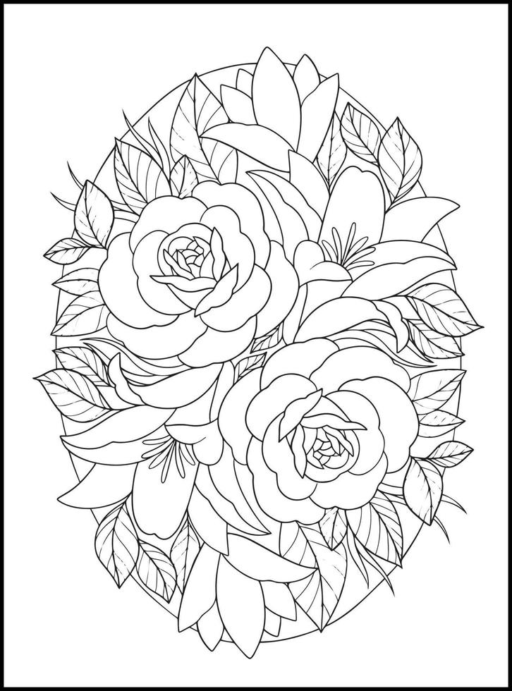 fleurs pages de livre de coloriage pour adultes vecteur