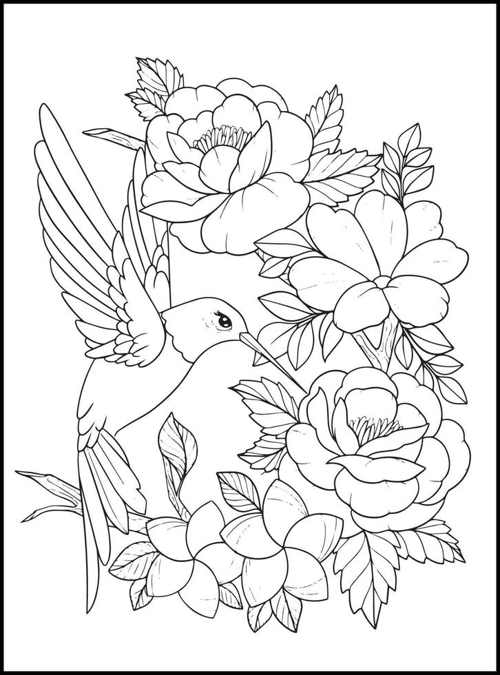 fleurs pages de livre de coloriage pour adultes vecteur