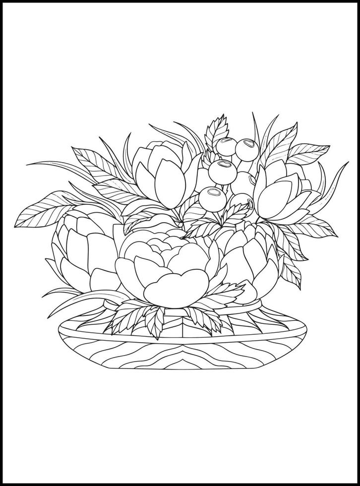 fleurs pages de livre de coloriage pour adultes vecteur