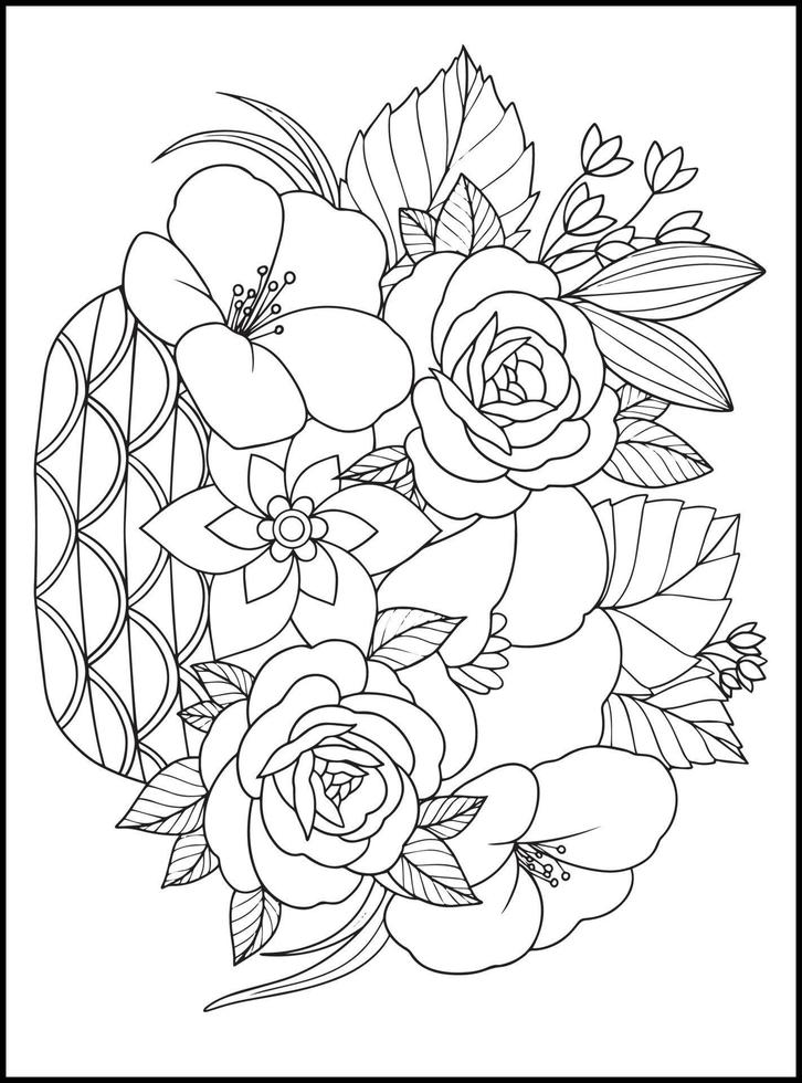 fleurs pages de livre de coloriage pour adultes vecteur