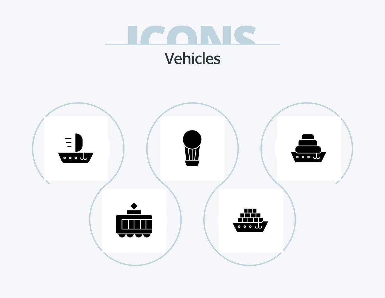 pack d'icônes de glyphe de véhicules 5 conception d'icônes. . navire. skiff. doublure. chaud vecteur