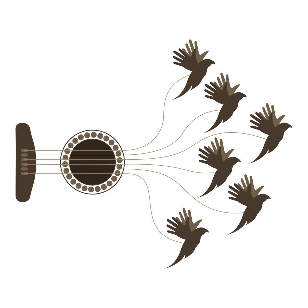 les oiseaux volent des cordes de guitare. une illustration vectorielle vecteur