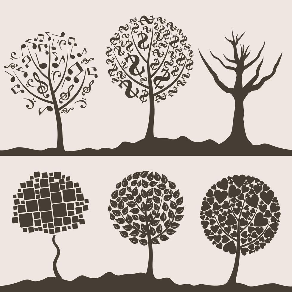 ensemble d'arbres. illustration vectorielle vecteur