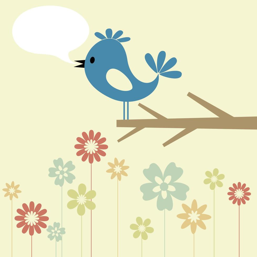 l'oiseau est assis sur un arbre et chante. une illustration vectorielle vecteur