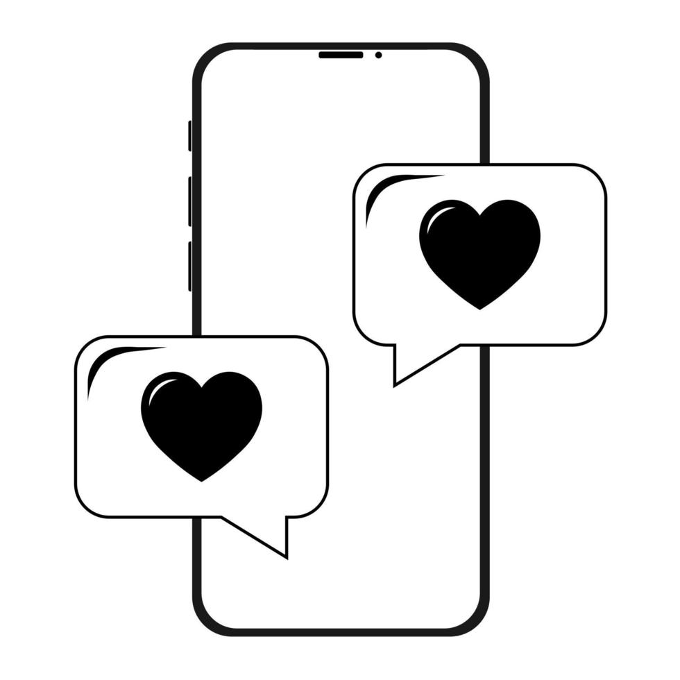 illustration simple du téléphone avec l'icône du cœur pour st. La Saint-Valentin vecteur