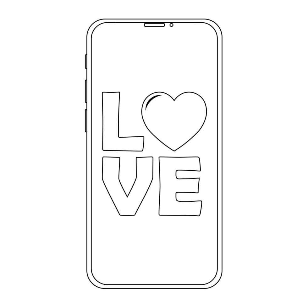 illustration simple du téléphone avec l'icône du cœur pour st. La Saint-Valentin vecteur