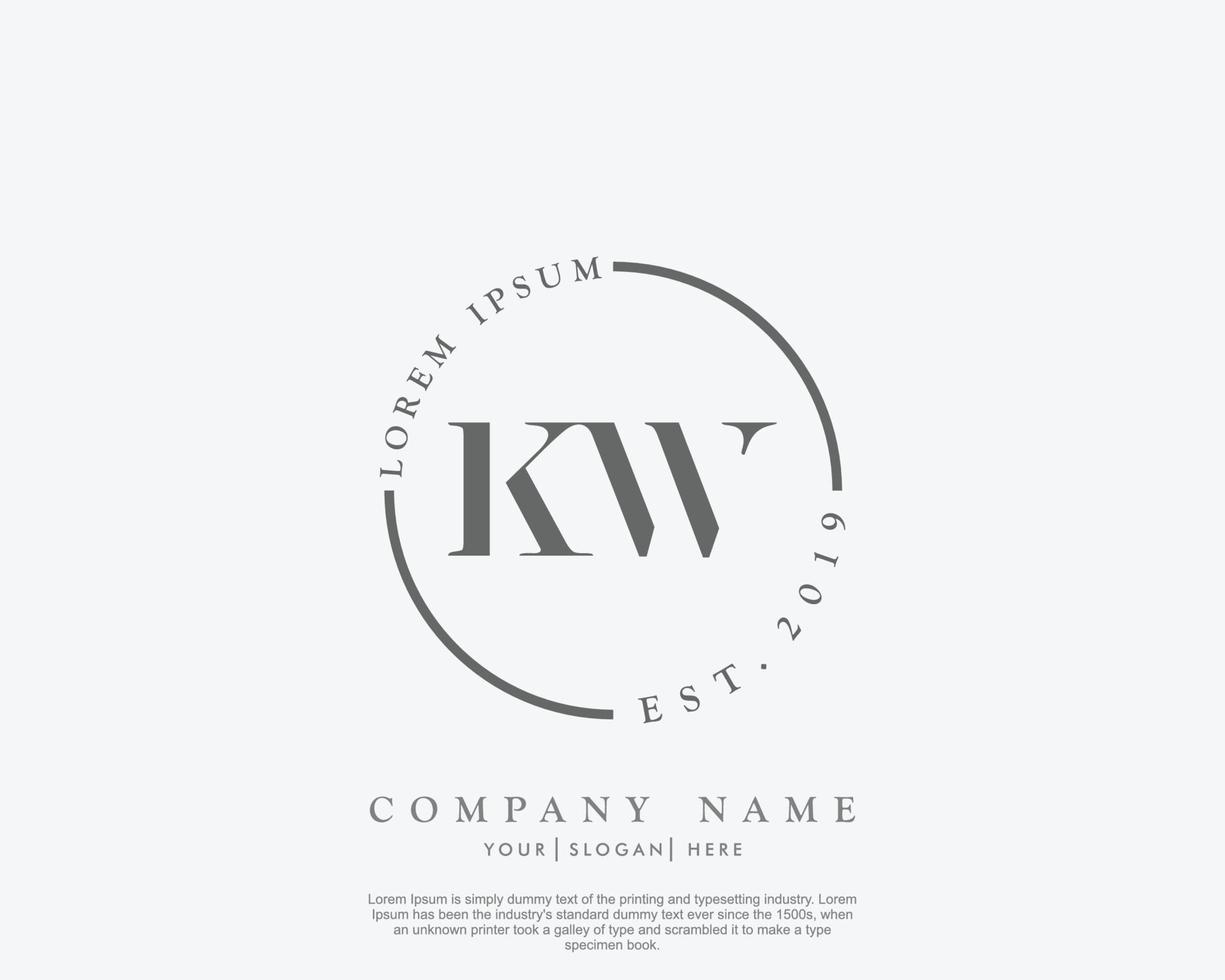 lettre initiale kw monogramme de beauté logo féminin et design de logo élégant, logo manuscrit de signature initiale, mariage, mode, floral et botanique avec modèle créatif vecteur