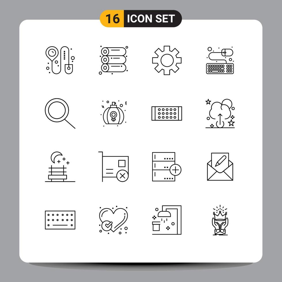 16 icônes créatives signes et symboles modernes de la journée de l'amour zoom logistique souris éléments de conception vectoriels modifiables vecteur