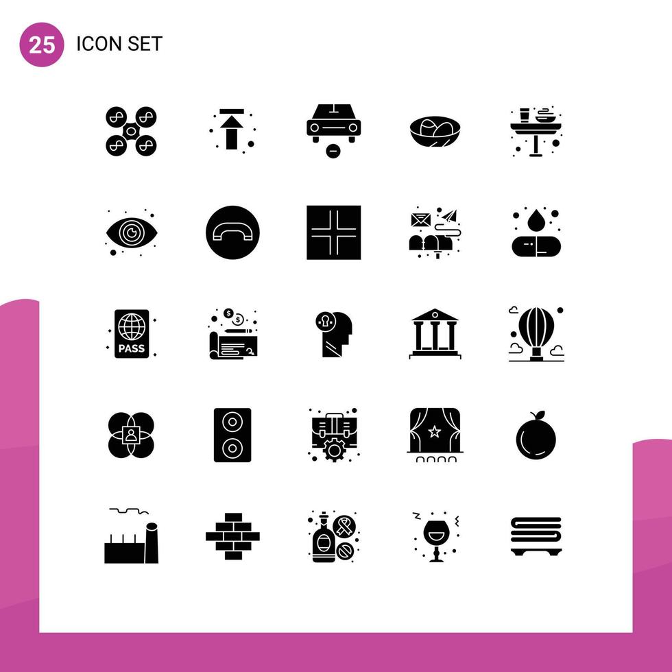 ensemble de 25 symboles d'icônes d'interface utilisateur modernes signes pour nid véhicules de célébration de voiture de pâques éléments de conception vectoriels modifiables vecteur