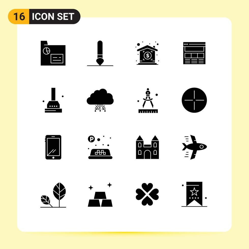 ensemble de 16 symboles d'icônes d'interface utilisateur modernes signes pour le prix de la salle de bain interface en ligne éléments de conception vectoriels modifiables vecteur