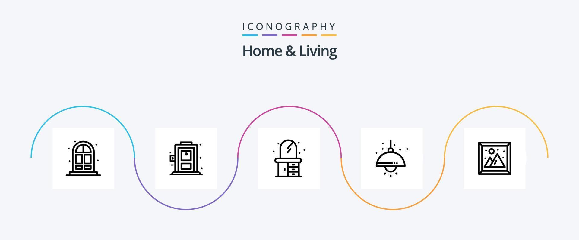 pack d'icônes home and living line 5 comprenant. grumeau. vie vecteur