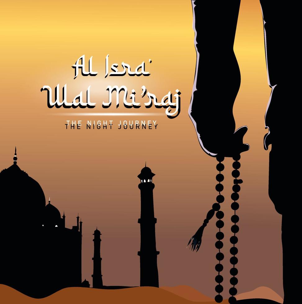 alisra wal miraj traduire le voyage nocturne du prophète muhammad illustration vectorielle pour le modèle d'affiche et de flyer, isra mi'raj cérémonie fond simple vecteur
