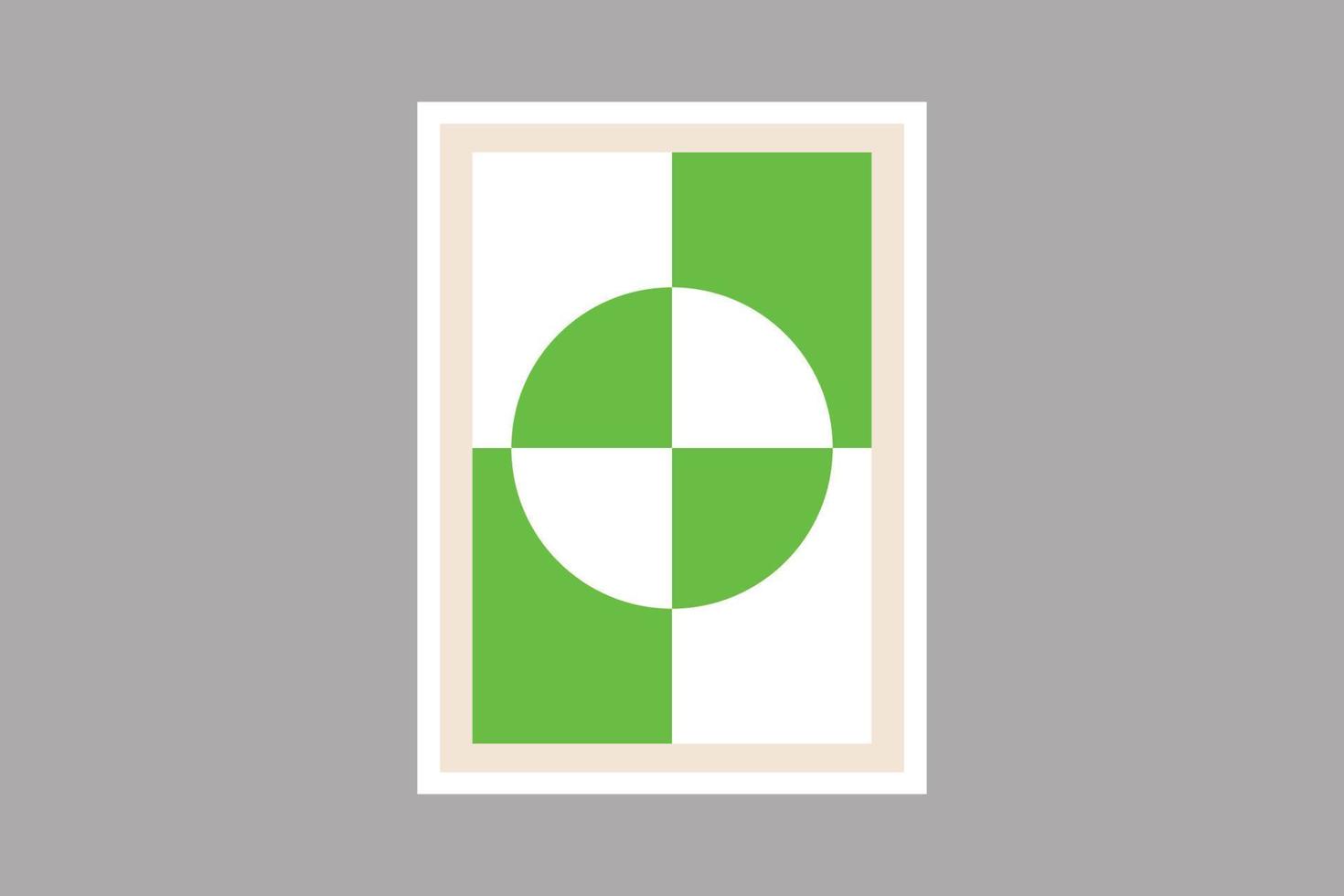 design géométrique de couleur verte et blanche. fond de motif géométrique bauhaus, cercle abstrait vectoriel et dessin au trait rectangulaire. fond de motif bauhaus tendance de couleur verte.