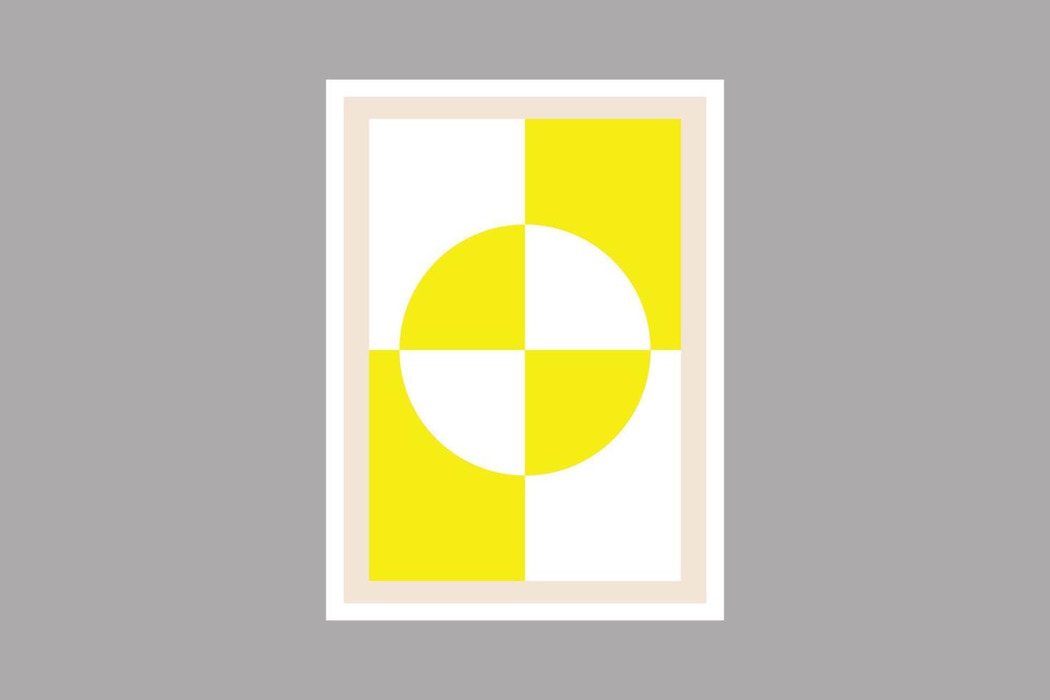 dessin géométrique de couleur jaune et blanche. fond de motif géométrique bauhaus, cercle abstrait vectoriel et dessin au trait rectangulaire. fond de motif bauhaus tendance de couleur jaune.