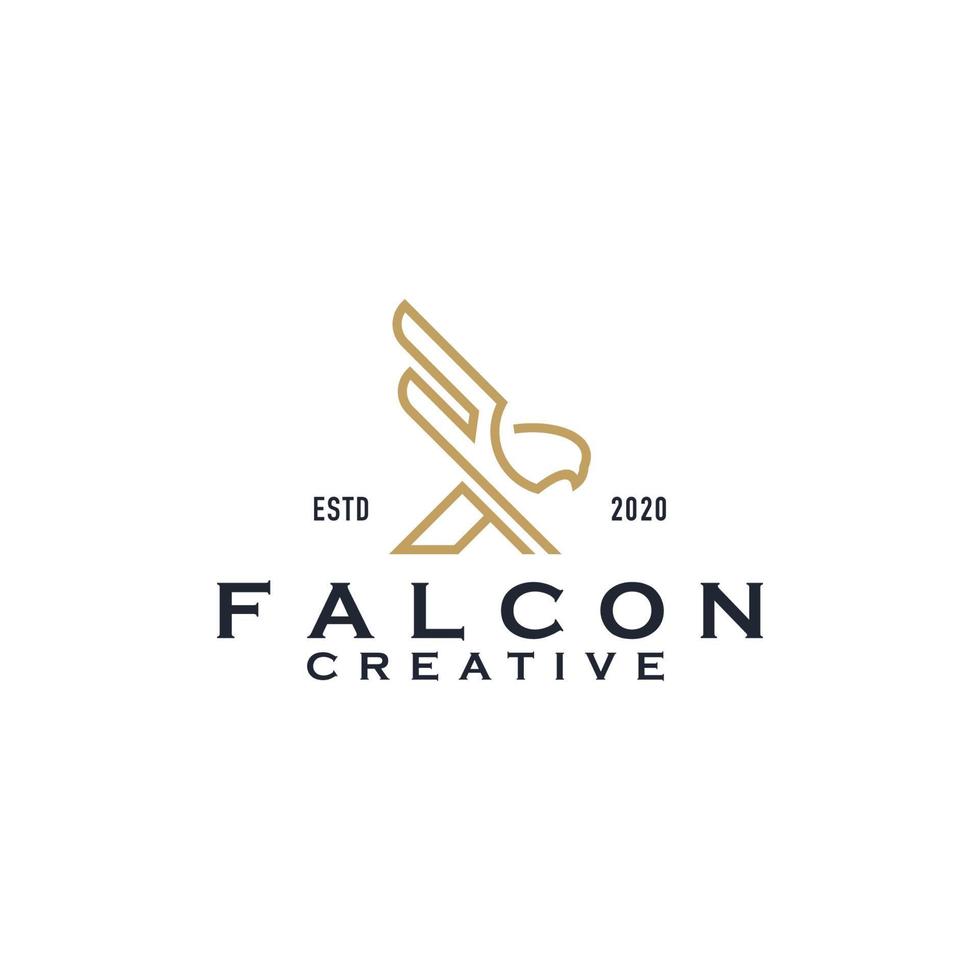 création de logo art ligne faucon vecteur