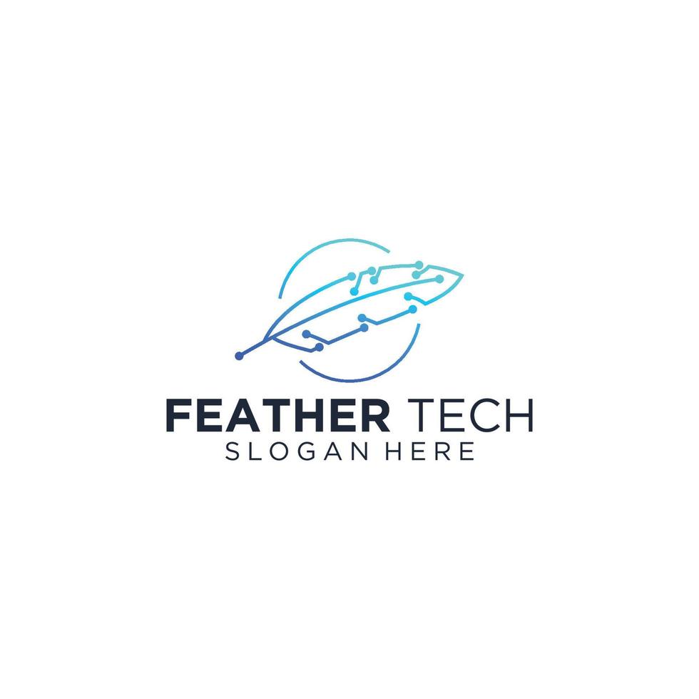 logo de la technologie des plumes vecteur