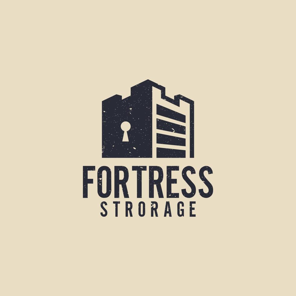 création de logo de stockage de forteresse vecteur