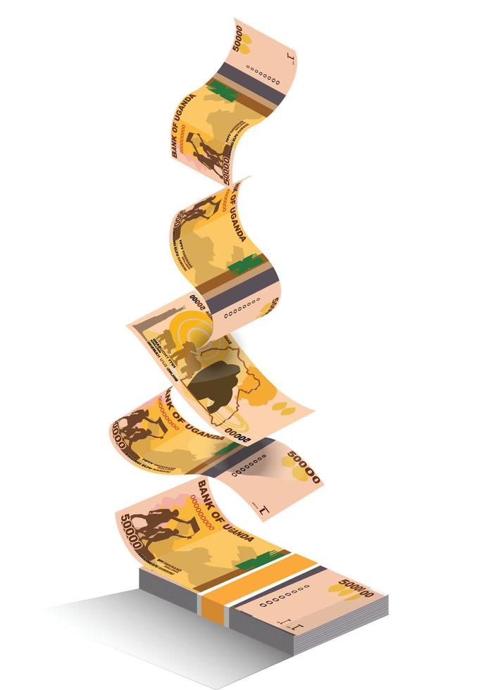 illustration vectorielle de notes de shilling ougandais volant. eps évolutif et modifiable vecteur