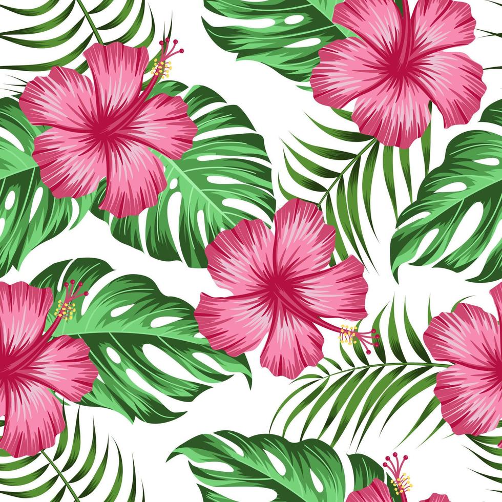 motif floral sans couture avec des feuilles. fond tropical vecteur