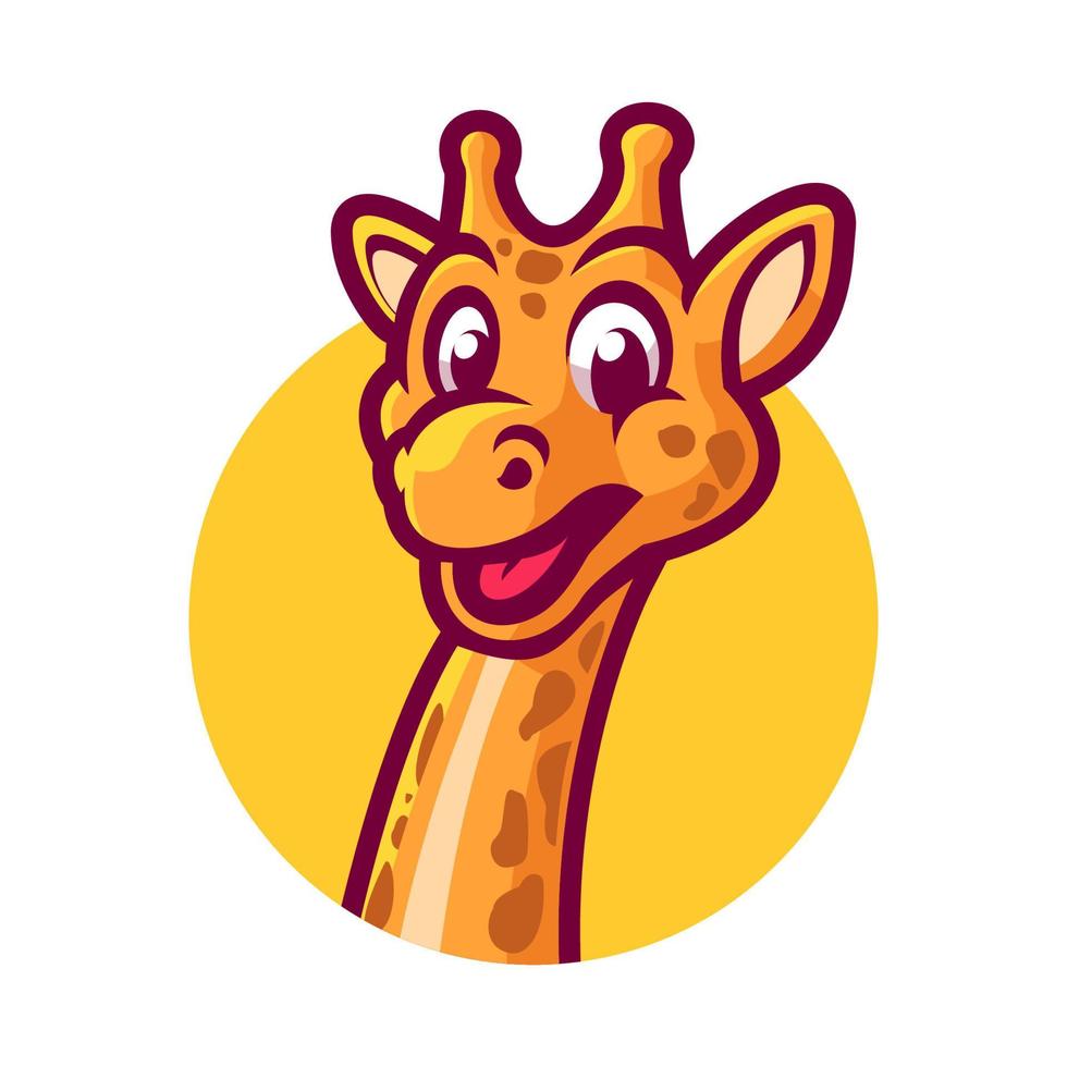 logo de mascotte de personnage de dessin animé de girafe vecteur