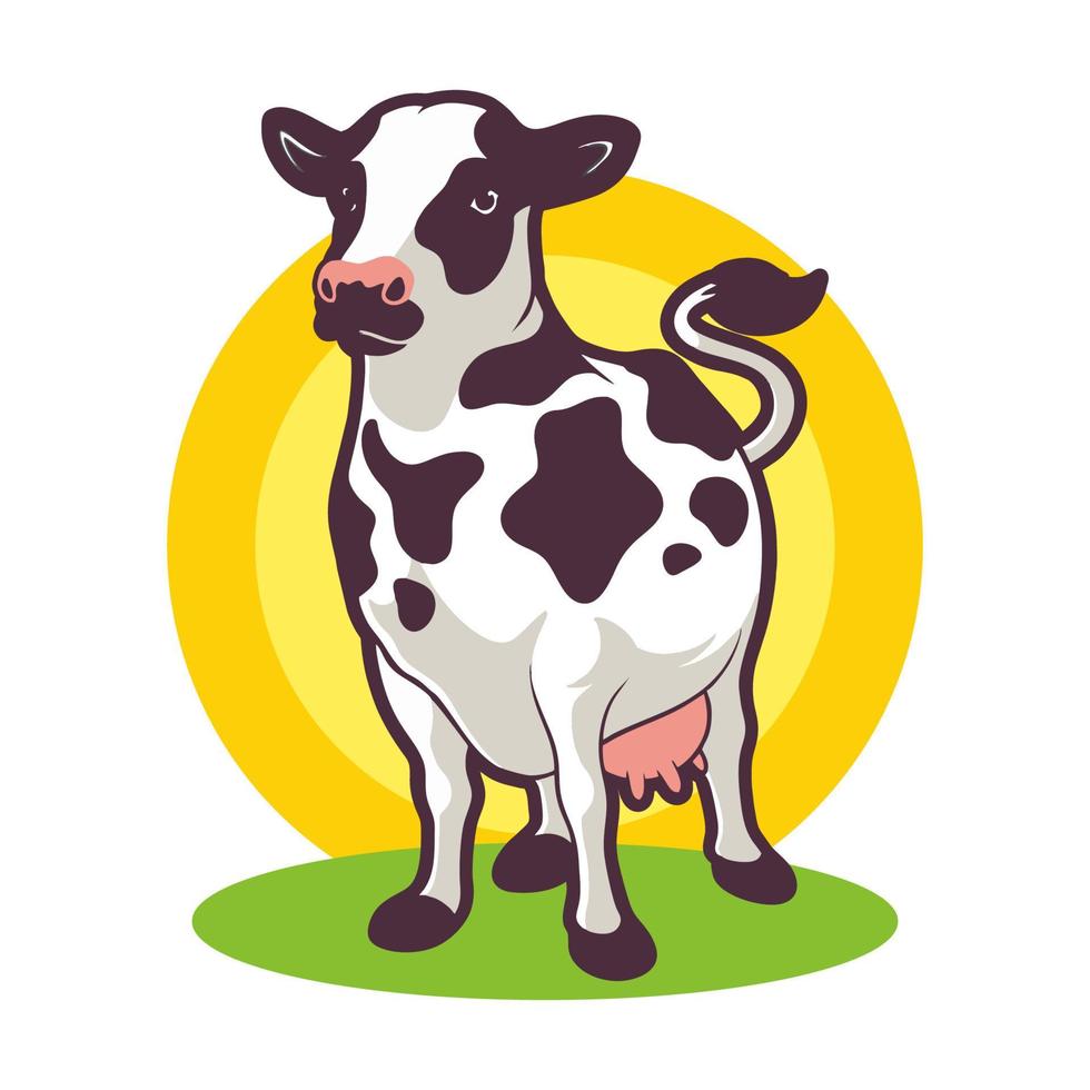 mascotte de personnage de dessin animé de vaches laitières vecteur