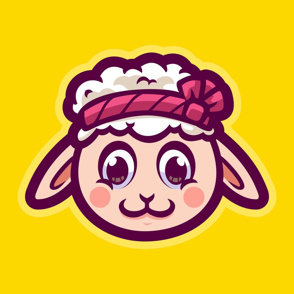 mascotte de personnage de dessin animé de mouton mignon vecteur