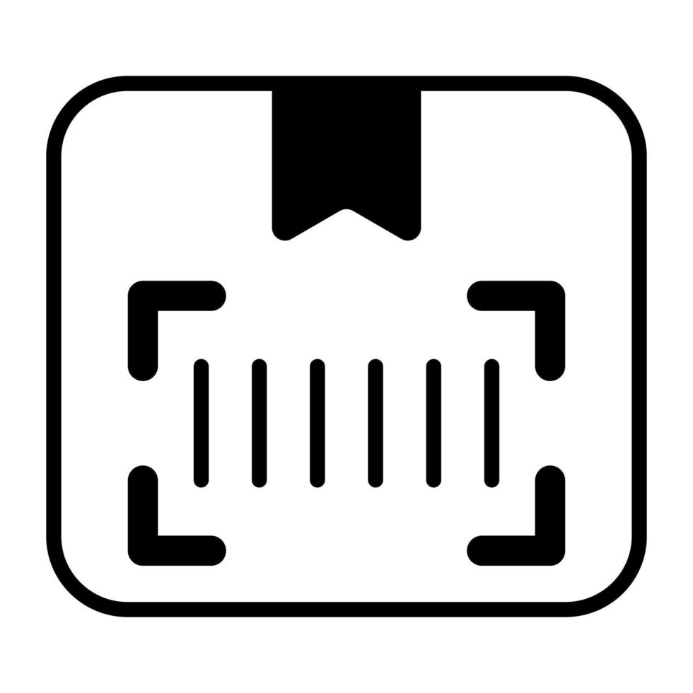boîte d'emballage avec code à barres, icône de numérisation de colis vecteur