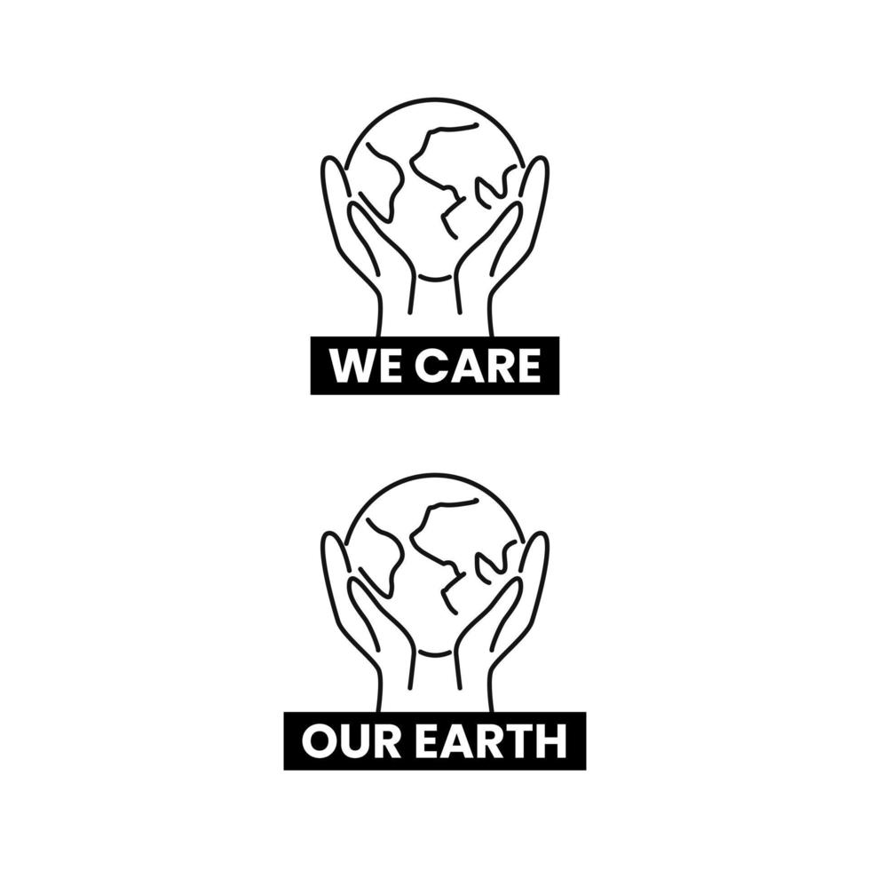 nous nous soucions de la terre soutien protéger icône contour signe symbole conception vecteur