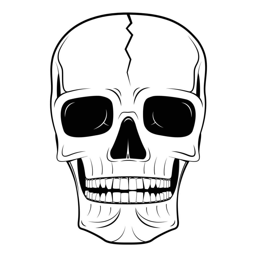 dessin de crâne noir et blanc vecteur