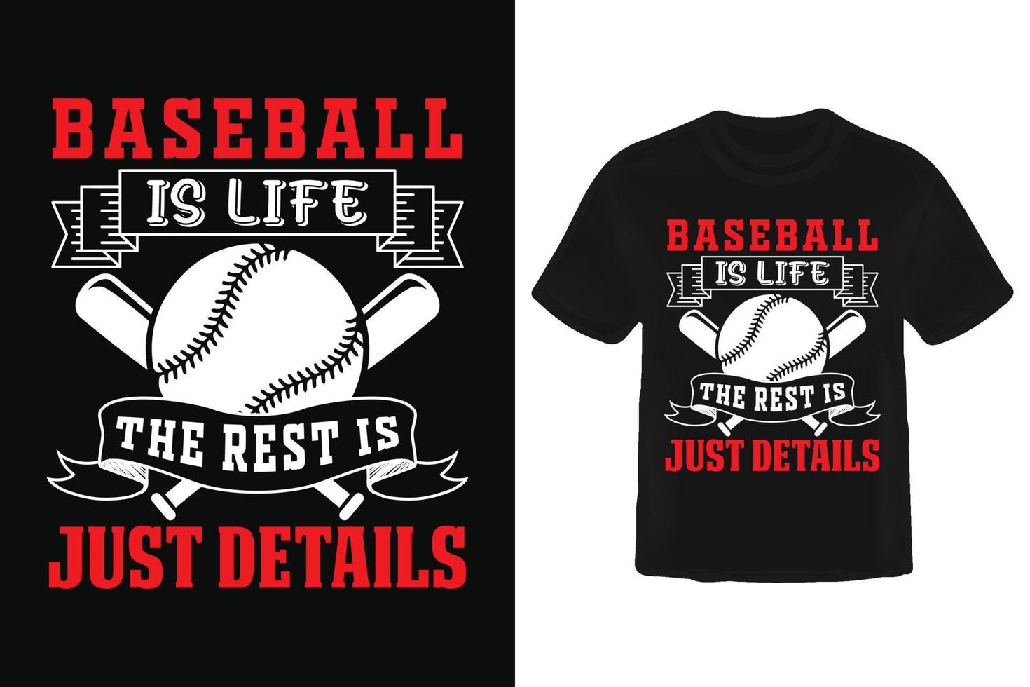 le baseball c'est la vie le reste n'est que des détails conception de t-shirt vecteur