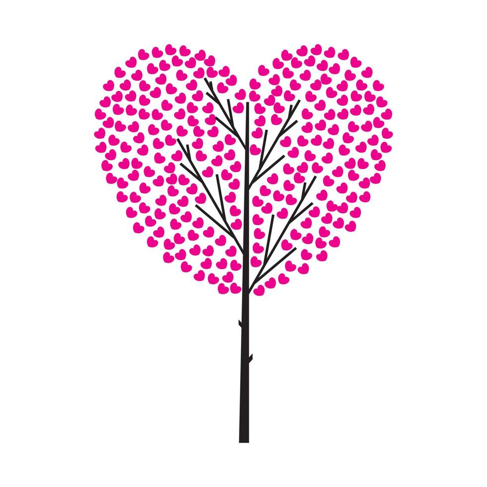 arbre de vecteur avec des feuilles en forme de coeur. arbre d'amour