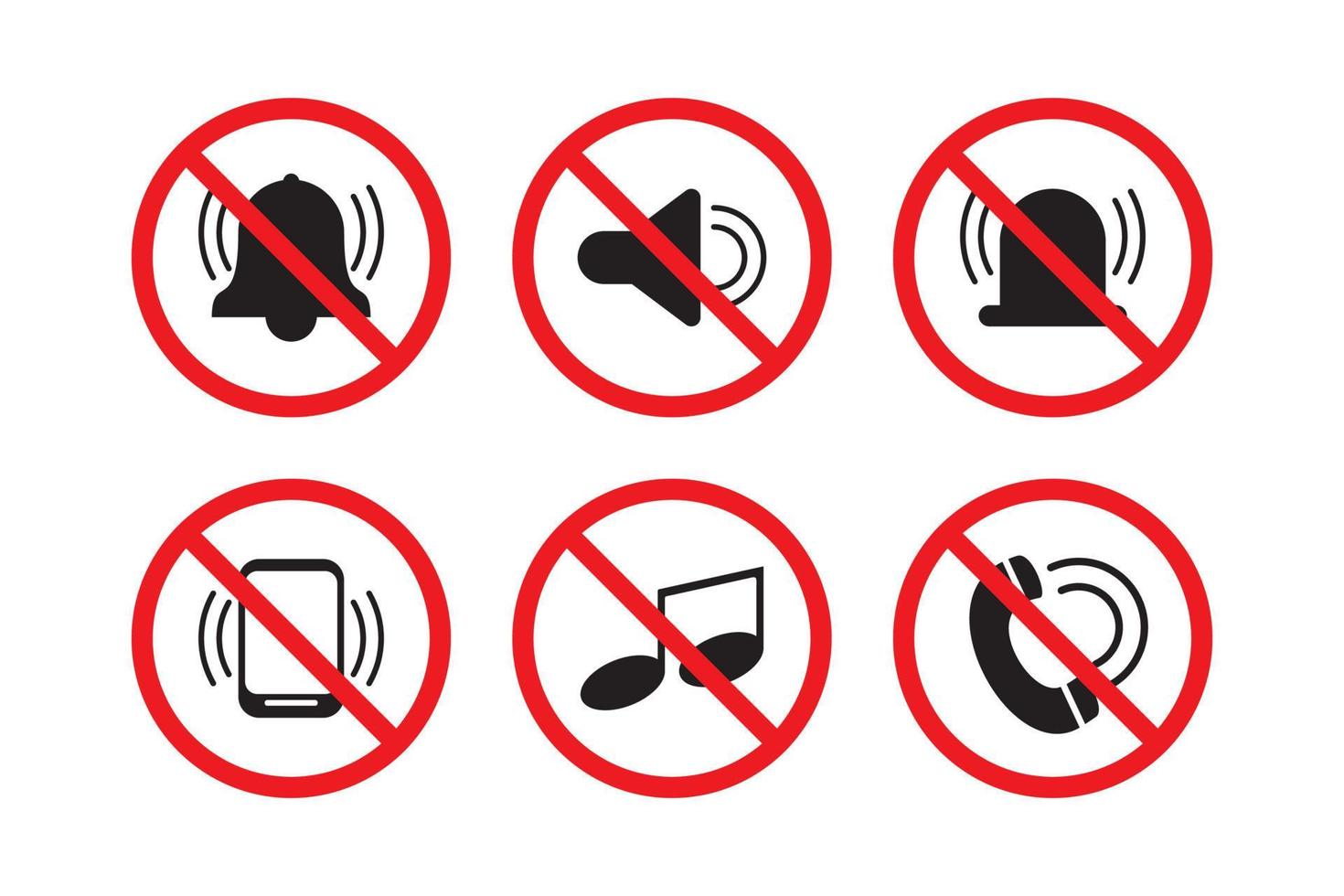 signe d'interdiction sonore. indique un signal d'interdiction de bruit. avertissement de se taire, illustration vectorielle. vecteur