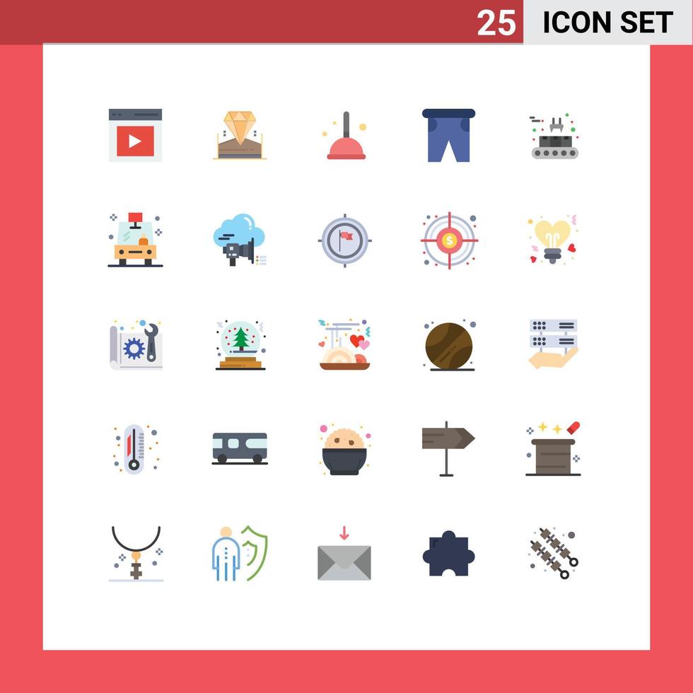 25 interface utilisateur pack de couleurs plates de signes et symboles modernes de pantalons de voyage hôtel vacances sorcière éléments de conception vectoriels modifiables vecteur