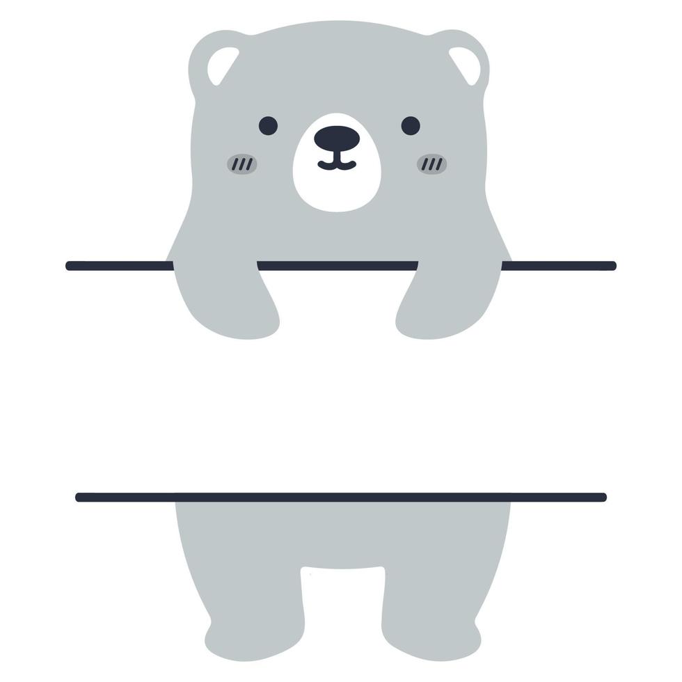 adorable petit monogramme fendu d'ours vecteur