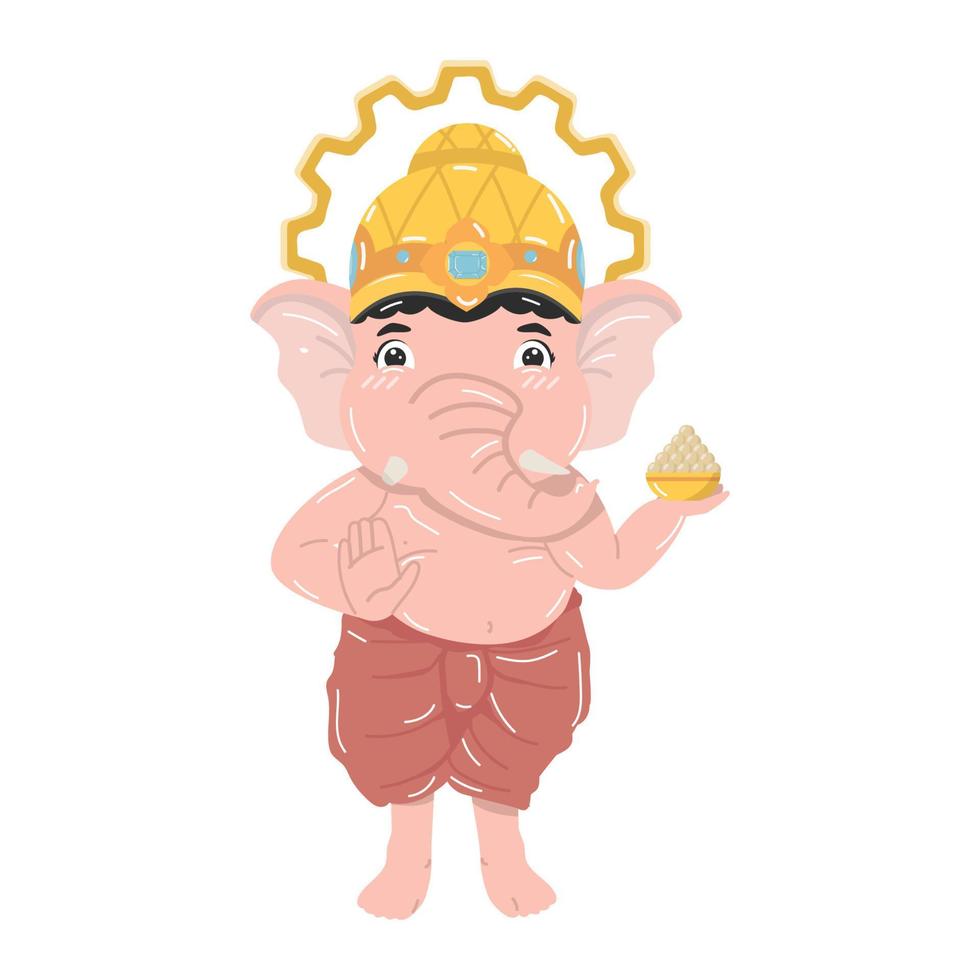 dessin animé mignon dieu hindou ganesha vecteur