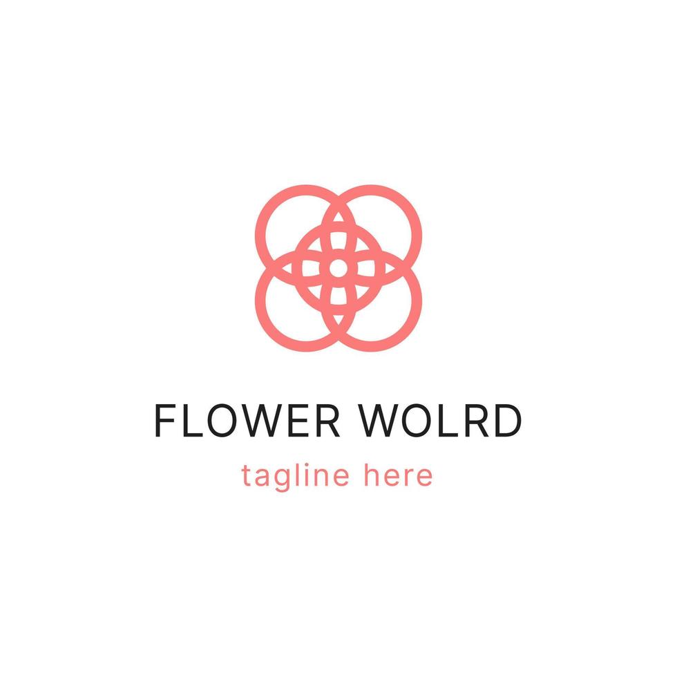 logo de la ligne de pétales de fleurs du monde vecteur