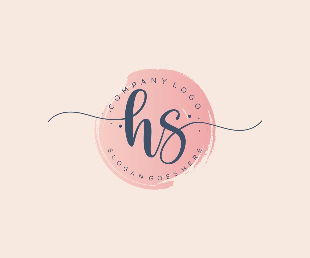 logo féminin hs initial. utilisable pour les logos nature, salon, spa, cosmétique et beauté. élément de modèle de conception de logo vectoriel plat.