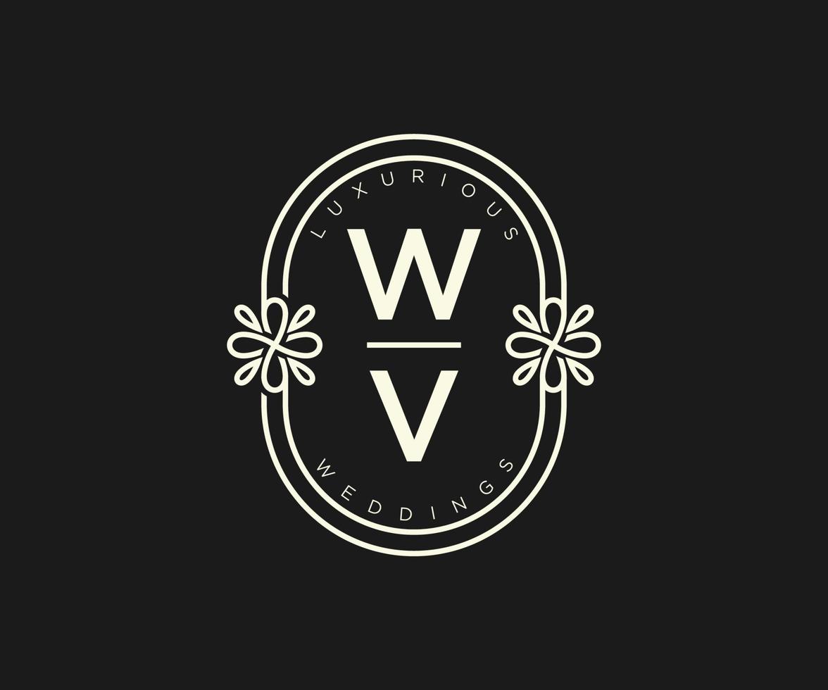 modèle de logos de monogramme de mariage lettre initiales wv, modèles minimalistes et floraux modernes dessinés à la main pour cartes d'invitation, réservez la date, identité élégante. vecteur